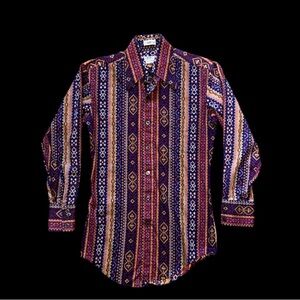 Vintage 1970’s Southwestern Print Long Sleeve Button Down Size 8/14-14.5